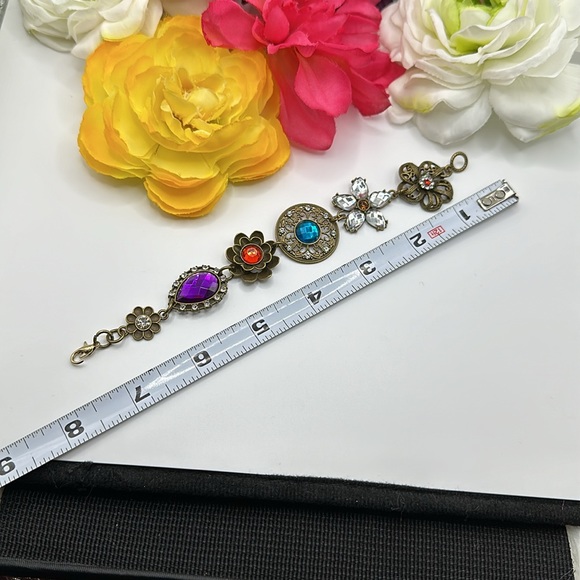 Bronzed Gold Gemstone Bracelet Antiqued Details NEW! - Picture 8 of 8